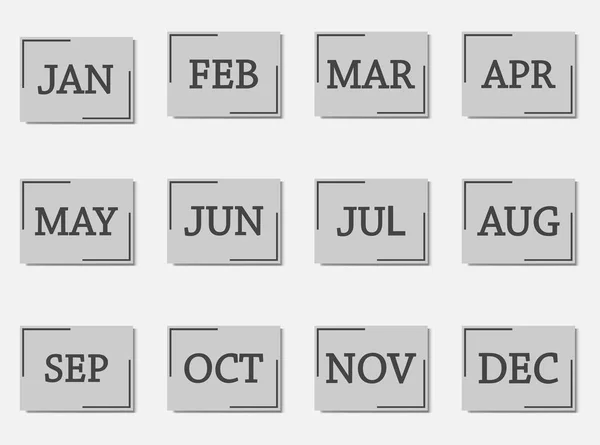 Miesiąca kalendarzowego Ustaw ikonę na kolor szary — Wektor stockowy
