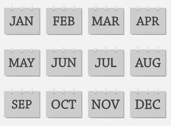 Conjunto de mes calendario icono en color gris — Archivo Imágenes Vectoriales