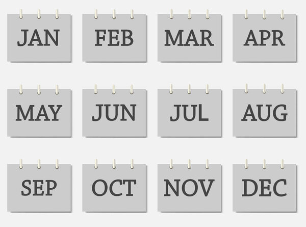  Calendar month set  icon on grey color