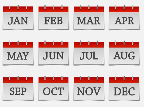 Conjunto de mes calendario icono en color gris — Archivo Imágenes Vectoriales