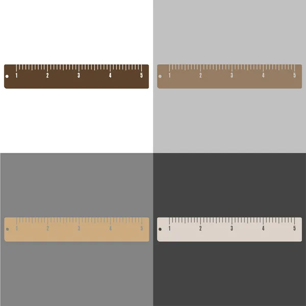 Conjunto de ícones vetoriais de régua marrom. Sistema métrico. Medida escolar —  Vetores de Stock