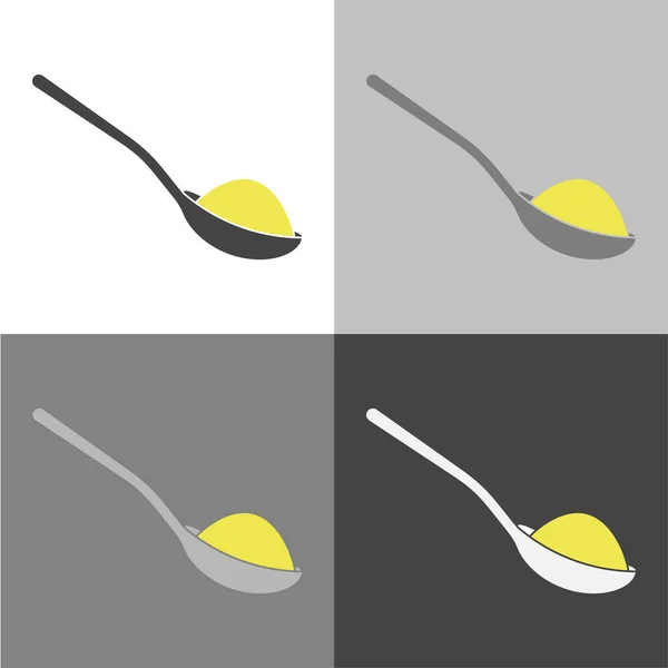 Icône vectorielle d'une cuillère avec sucre ou sel. Icône vectorielle sur blanc - — Image vectorielle