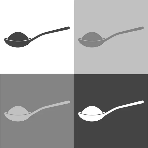 Vector icono de una cuchara con azúcar o sal. Icono de vector en blanco - — Archivo Imágenes Vectoriales