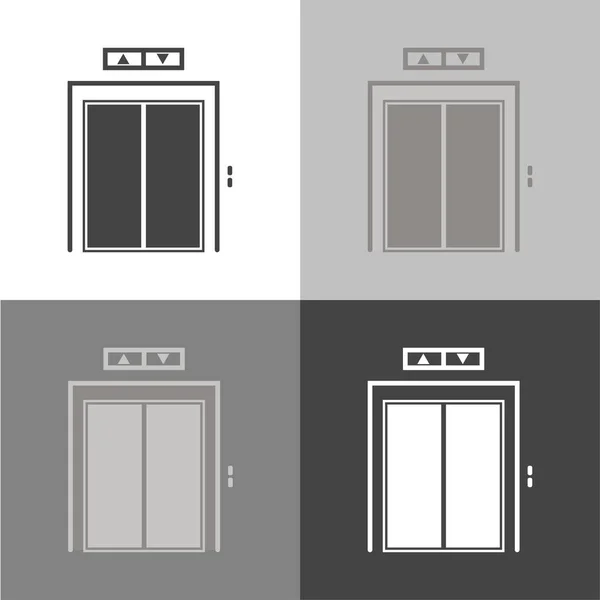 Ascenseur avec icône vectorielle bouton. Icône vectorielle sur blanc-gris-bla — Image vectorielle