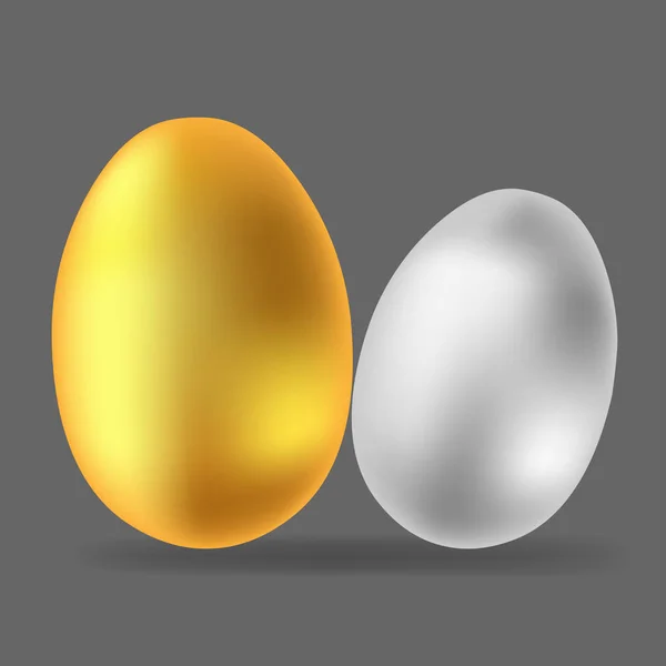 Immagine vettoriale delle uova. Icona uovo oro e argento . — Vettoriale Stock