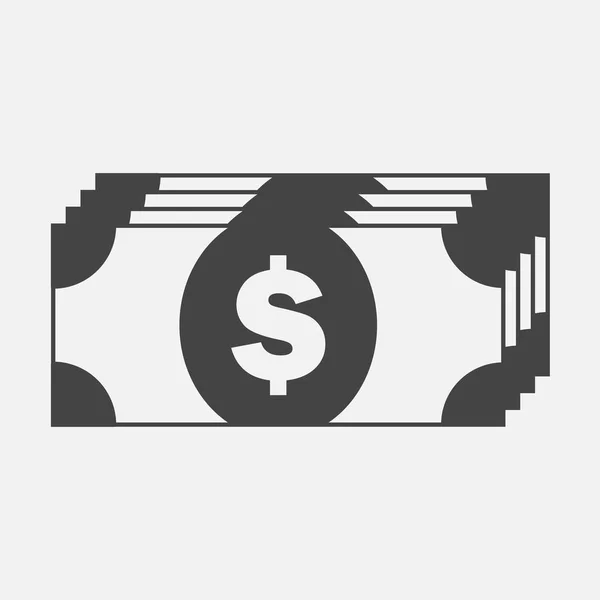 Μετρητά χρήματα εικονίδιο σε γκρίζο φόντο — Διανυσματικό Αρχείο