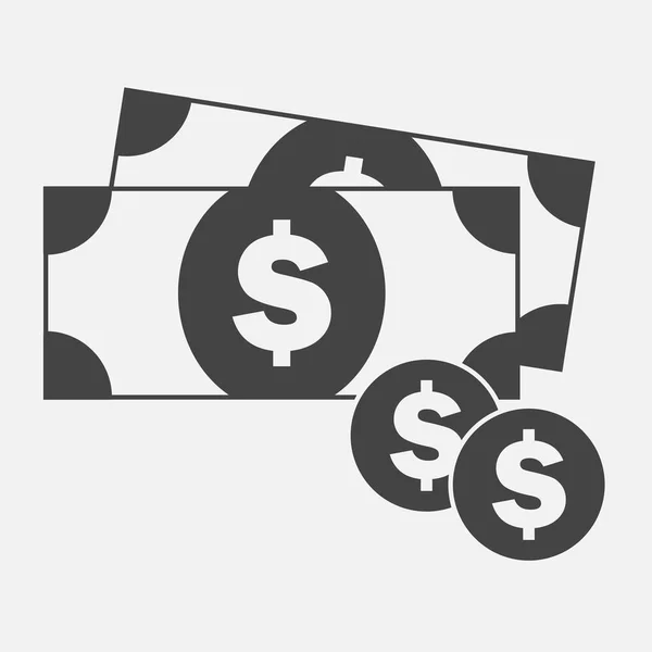 Μετρητά χρήματα εικονίδιο σε γκρίζο φόντο — Διανυσματικό Αρχείο