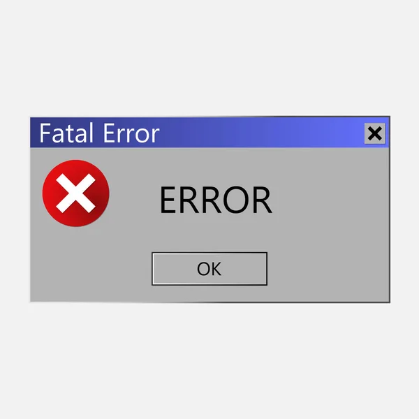 Mensaje de advertencia sobre un error en el sistema operativo. Vector i — Vector de stock