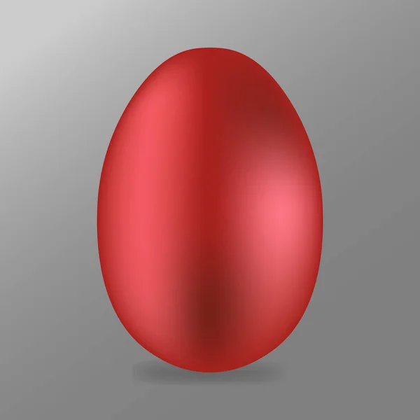 Imagem vetorial do ovo 3D. Ícone de ovo metálico vermelho . — Vetor de Stock