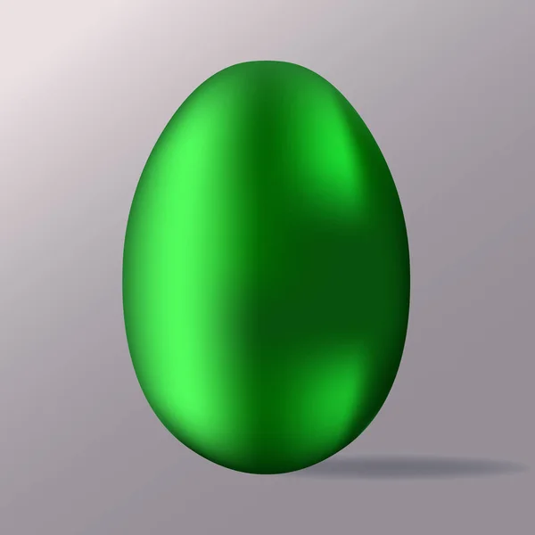 Vektorový obrázek 3d vajíčka. Ikona zelené kovové vejce. — Stockový vektor