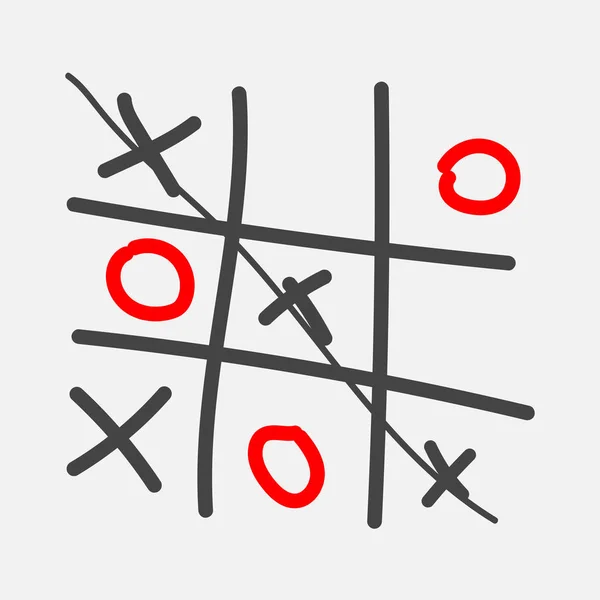 Imagem vetorial de um jogo desenhado à mão de cruzes e tic-tac-toe . —  Vetores de Stock