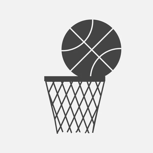 Vektorové ikony hra basketbal. Míč letí do koše — Stockový vektor