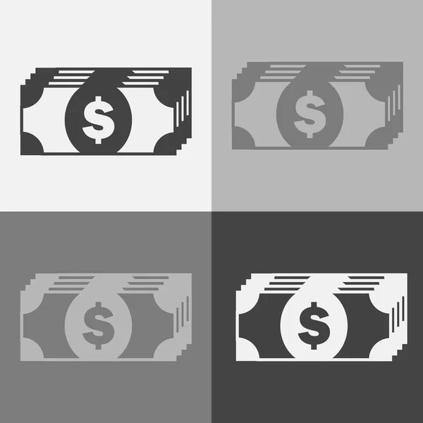 Icona denaro contante impostata su sfondo grigio — Vettoriale Stock