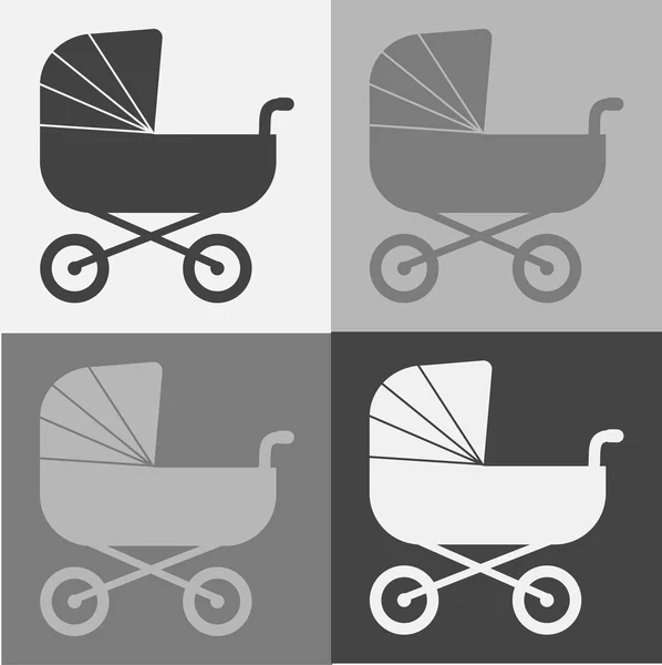 Vector ange illustration klassiska barnvagnar. Baby barnvagn på gra — Stock vektor