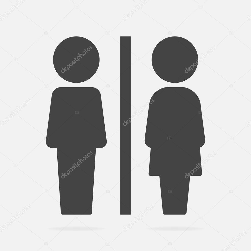 Vector icon of toilet and bathroom. Plate on the door wc