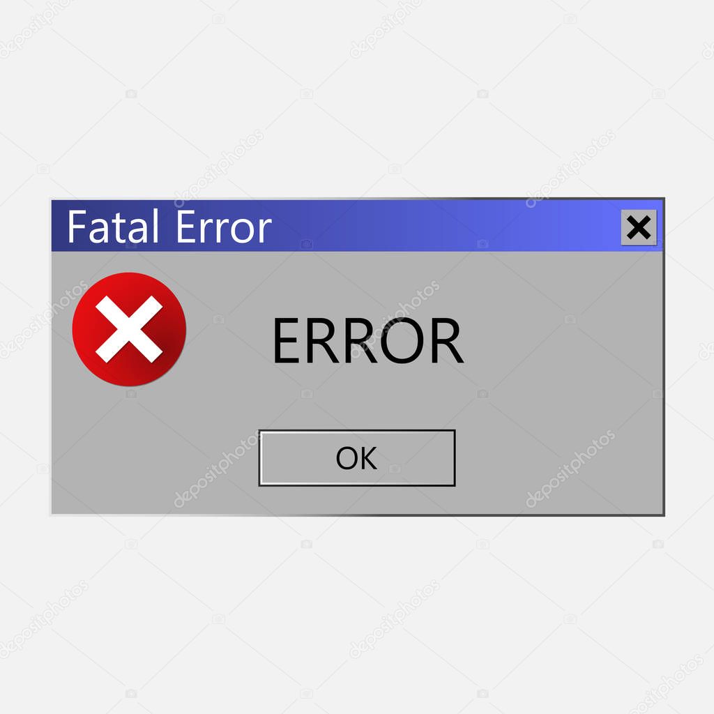 Warning message about an error in the operating system. Vector i