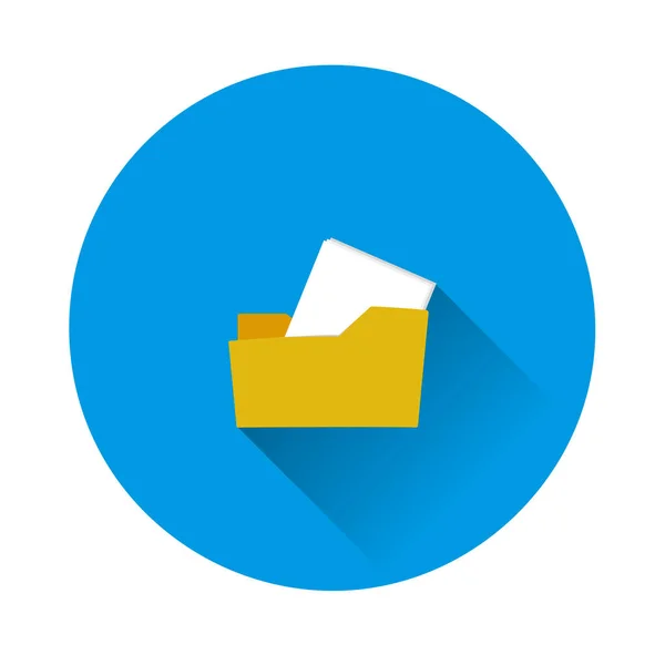 Icône de dossier avec une feuille de papier. Icône de dossier vectoriel sur ba bleu — Image vectorielle