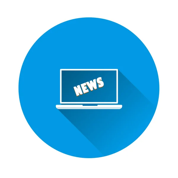 Icono de noticias vectoriales y monitor de computadora sobre fondo azul. Piso i — Vector de stock