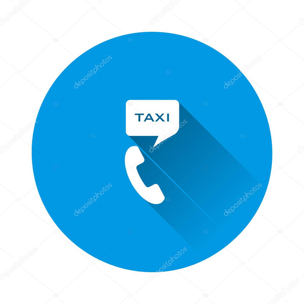 Taxi Call Center vector icon on blue background. Flat image with