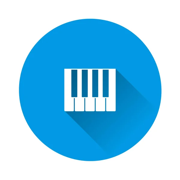 Mavi arkaplanda piyano vektör simgesi. Uzun gölgeli düz resim — Stok Vektör