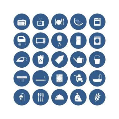 Bir grup ağ simgesi. Sosyal ve ev ikonları daire şeklinde. beyaz izole arkaplan.