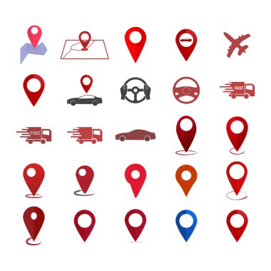 Haritada vektör resim yuvası konumlandırılıyor. Mark GPS simgesi. Kırmızı simge