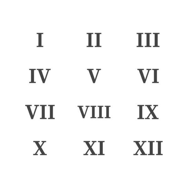 Set of roman numerals vector icon on white isolated background. — Stock Vector