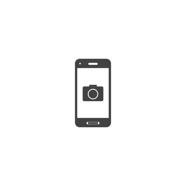 Vector camera icon in the phone  on white isolated background. — 스톡 벡터