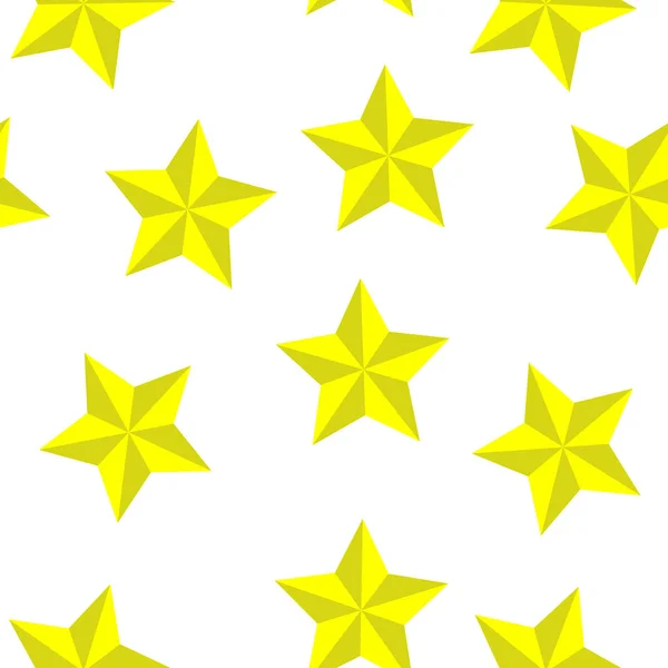 Stern-Vektor-Symbol der gelben Farbe nahtloses Muster auf einem weißen Bac — Stockvektor