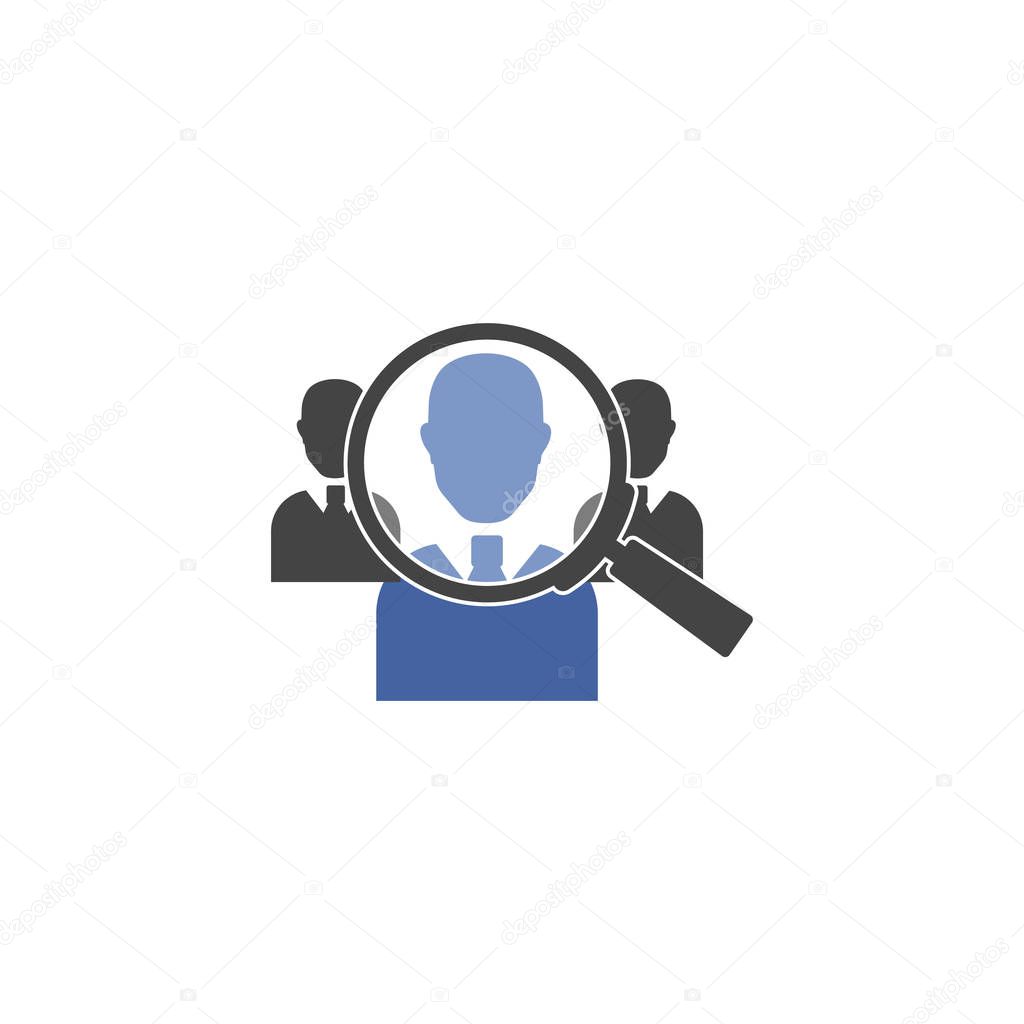 Vector icon of employee search, handhunter. Symbol of work. Job 