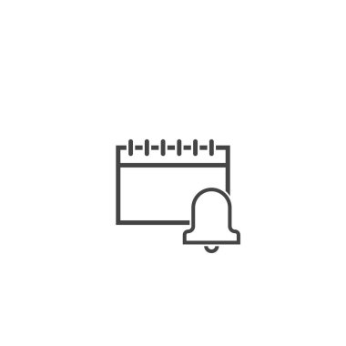 Beyaz arkaplanda çan anımsatıcı sembolü olan takvim simgesi.