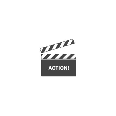 Beyaz izole edilmiş sırtında yazı olan film için vektör çırpıcısı