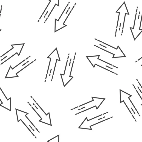 Vektorsymbol zwei Pfeile, die in entgegengesetzte Richtungen zeigen. Symbolwechsel nahtloses Muster auf weißem Hintergrund. — Stockvektor