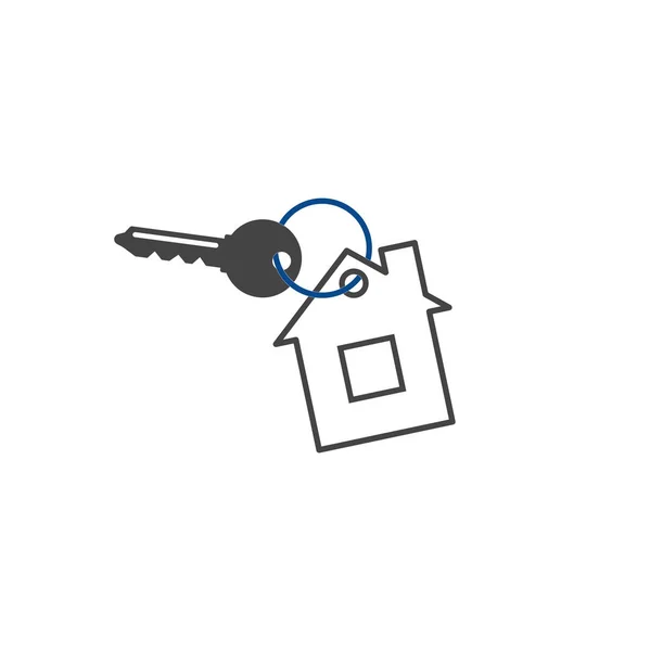Icône vectorielle de clé de maison sur fond blanc isolé . — Image vectorielle