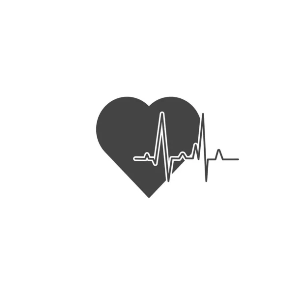 Vektorin sykekuvake. Rytmihäiriö ja sydämen ikoni valkoisella isolalla — vektorikuva