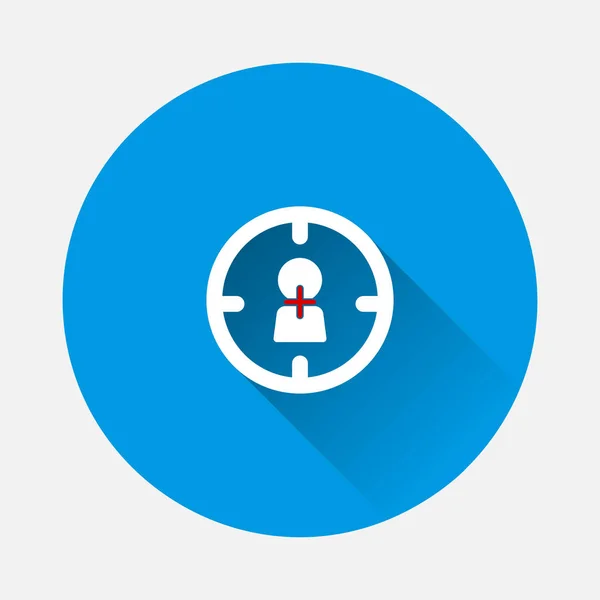 Vektor ikon cél ikon kék háttér. Lapos kép lonnal — Stock Vector