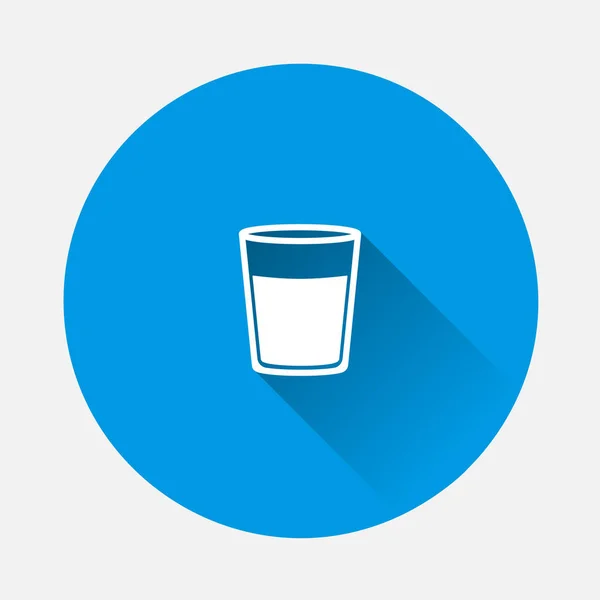 Bicchiere icona vettoriale con acqua. Bicchiere con un'icona della bevanda su blu — Vettoriale Stock