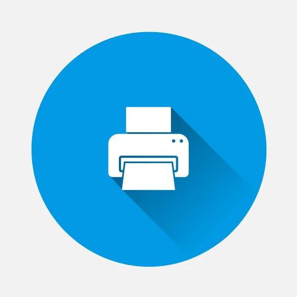 Mavi Arkaplanda Yazıcı Vektör Simgesi Uzun Gölgeli Düz Bir Görüntü — Stok Vektör