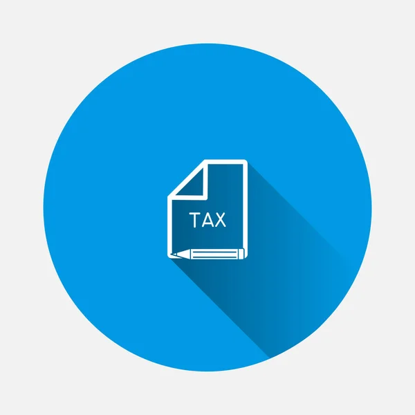 Εικονίδιο Φορολογικής Φόρμας Διάνυσμα Μπλε Φόντο Επίπεδη Εικόνα Μεγάλη Σκιά — Διανυσματικό Αρχείο