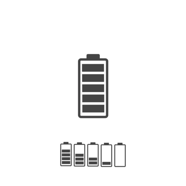 Batterie Complète Batterie Faible Réglée Sur Fond Blanc Isolé Calques — Image vectorielle