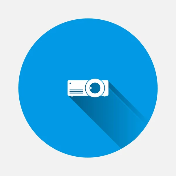 Proyector Vector Icono Sobre Fondo Azul Imagen Plana Con Sombra — Archivo Imágenes Vectoriales