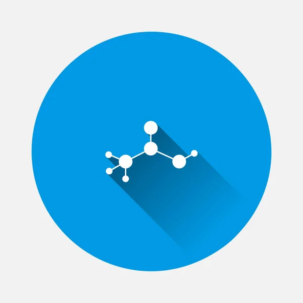 Ikona Vektoru Molekuly Modrém Pozadí Plochý Obraz Dlouhým Stínem Vrstvy — Stockový vektor