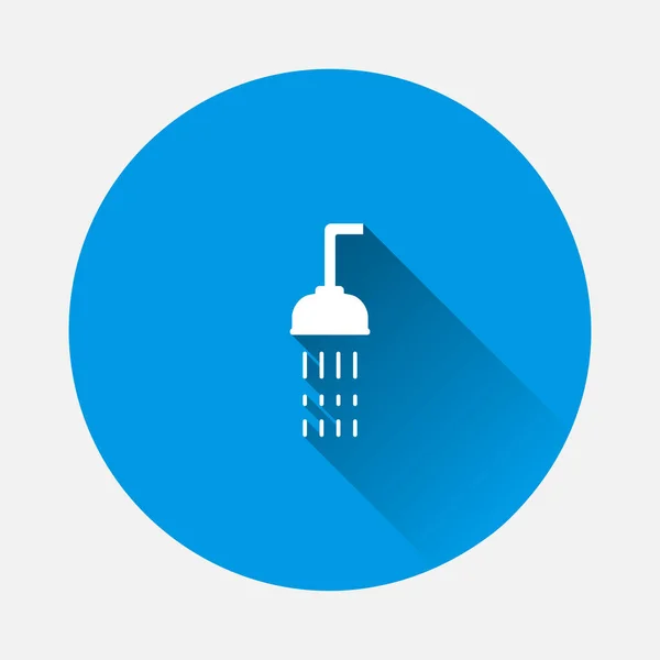 Icône Vecteur Eau Douche Écoulement Sur Fond Bleu Image Plate — Image vectorielle