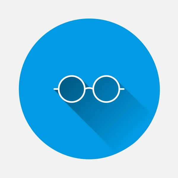 Kerek Szemüveg Vektor Ikon Kék Háttér Lapos Kép Hosszú Árnyékkal — Stock Vector