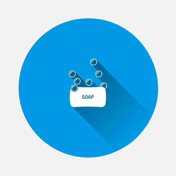 Savon Vectoriel Icône Mousse Sur Fond Bleu Image Plate Avec — Image vectorielle