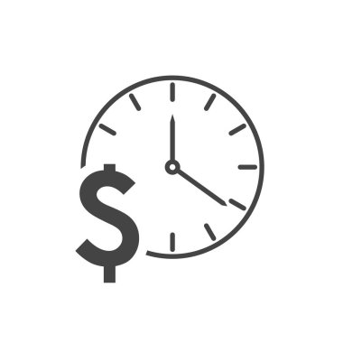 Vektör simgesi zamanı, beyaz izole arkaplandaki paradır. Kolayca düzenlemek için katmanlar gruplandırıldı. Tasarımın için..