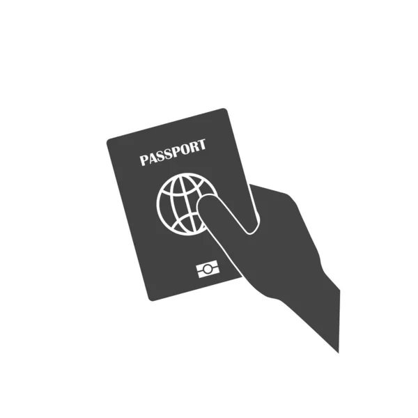 Icône Vectorielle Main Tient Passeport Sur Fond Blanc Isolé Calques — Image vectorielle
