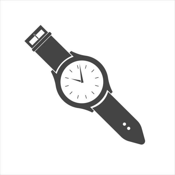 Eine Klassische Armbanduhr Uhr Symbol Vector Clock Icon Auf Weißem — Stockvektor