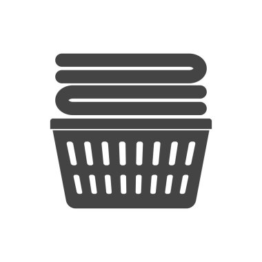 Beyaz izole edilmiş arka planda çamaşır sepetinin ikonu. Kolayca düzenlemek için katmanlar gruplandırıldı. Tasarımın için..