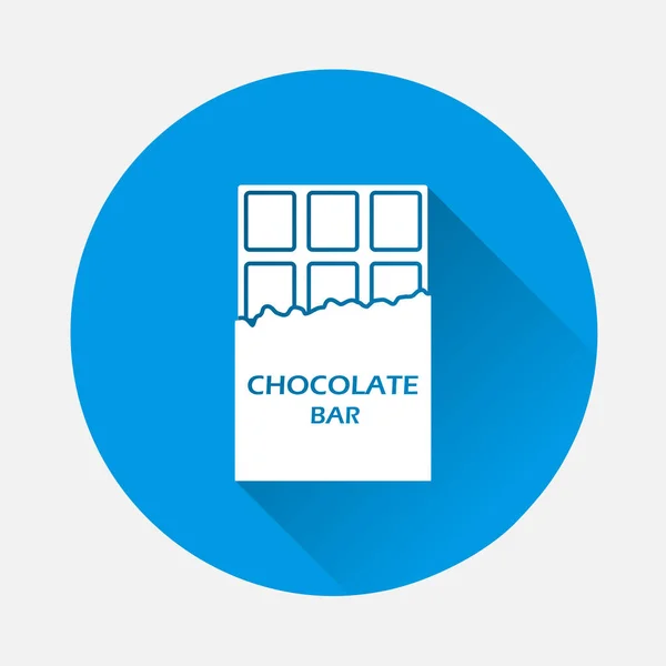 Icône Vectorielle Barre Chocolat Sur Fond Bleu Image Plate Avec — Image vectorielle